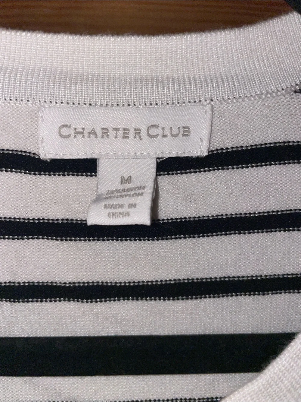 Charter Club Black and White Striped Button-Front Cardigan - Picture 2 of 6